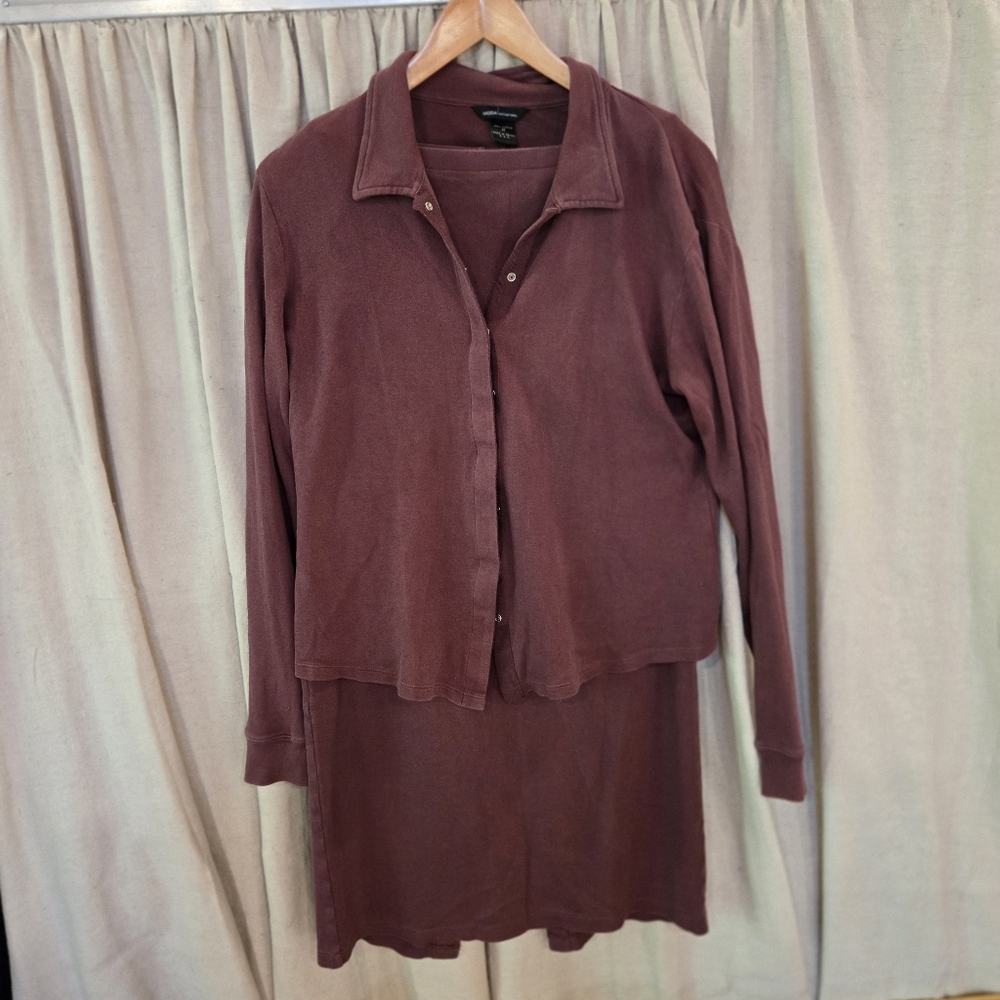Moda International Burgundy Casual Skirt Set